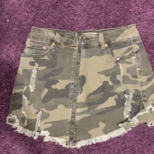 Camo Denim Skirt with zipper